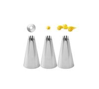 Open Star Cake Decorating Tip #21, Icing Piping Nozzle for Frosting, 3 Pcs
