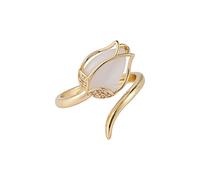 Open The Design Personality Ring Flowers Opal N-iche T-ulip Fashion Rings Anxiety Ring for Women Rose (as Show, One Size)