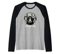 Open the Door Dogs Dog Funny Border Collie Raglan Baseball Tee