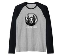Open the Door Dogs Dog Funny Boston Terrier Raglan Baseball Tee