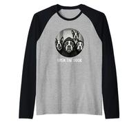 Open the Door Dogs Dog Funny Boston Terrier Raglan Baseball Tee