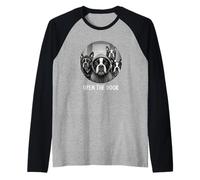 Open the Door Dogs Dog Funny Boston Terrier Raglan Baseball Tee