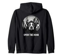 open the door dogs dog funny Boston Terrier Zip Hoodie
