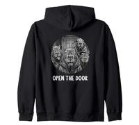 Open the door zombie capybaras funny halloween capybara Zip Hoodie