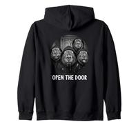 Open the door zombie capybaras funny halloween capybara Zip Hoodie