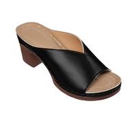 Open Toe Block Heel Mule Slides Sandals for Women Casual Summer Slip On Shoes Simple Lines Smooth Surface Minimalist Style Versatile Selections for Daily Various Work Party Shopping Occasions