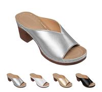 Open Toe Block Heel Mule Slides Sandals for Women Casual Summer Slip On Shoes Simple Lines Smooth Surface Minimalist Style Versatile Selections for Daily Various Work Party Shopping Occasions