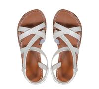 Open Toe Buckle Strappy Sandals Lightweight Solid Colour Leisure Sandals Non-Slip Orthopaedic Sandals Non-Slip Sandals Women Summer Flat Round Toe, White, 8.5 UK
