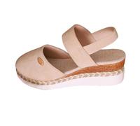 Open Toe Chunky Sandals for Women Wide Fit Sandals Women's New Foreign Trade Summer Slope Heel Thick Bottom Border Large Size Solid Colour Round Tan Wedge Sandal Ladies Walking (White,7.5)