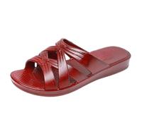 Open Toe Flat Sandals for Women Beach Sandals Women's Slippers Retro Old Fashioned Nostalgic Red Fashionable Versatile Casual Slippers Black Sliders White Stuff Ladies (Red, 40)