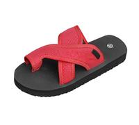 Open Toe Flat Sandals for Women Sandals Size 6 Women's Slippers Summer Flat Bottom Soft Bottom Toe Breathable Mesh Fish Mouth Home Indoor Thick Sliders Size 5 Girls Womens Wide Fit (Red,4)
