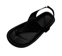 Open Toe Flat Sandals for Women Sandals Size 6 Women's Summer Island Cowhide Clip Toe Casual Thick Bottom Beach Roman Black Platform Heels Ladies Sandles Size 5 (Black,5.)