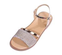 Open Toe Flat Sandals for Women Strappy Sandals Omen's Summer European American foreign Trade Wshoes With Sloping Heel And Mouth Tan Wedge Sandal Ladies Toe Post Size 6 (Gold, 4.5)