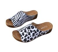 Open Toe Flat Sandals for Women Summer Sandals Blossom Summer Cool Dragging Women's Slope Heel Round Head Thick Black Platform Wege Sandels for (White,7.5)