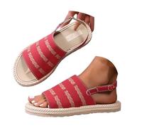 Open Toe Flat Sandals for Women Wide Fit Sandals Women's Round Head Thick Bottom Hollow Out Wear Clip Toe Thick Bottom Slope Heel Slippers Wide Fit Wege Black Ladies Sandles Size 7 (Red,5)