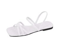 Open Toe Flat Sandals For Women,Womens Walking Sandals,Square Toe Double Thin Strap Flat Slingback Sandals,Open Toe Slip-On Casual Summer Footwear,Non Slip Soft Sole Lightweight Walking Slides