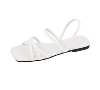 Open Toe Flat Sandals For Women,Womens Walking Sandals,Square Toe Double Thin Strap Flat Slingback Sandals,Open Toe Slip-On Casual Summer Footwear,Non Slip Soft Sole Lightweight Walking Slides