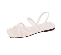 Open Toe Flat Sandals For Women,Womens Walking Sandals,Square Toe Double Thin Strap Flat Slingback Sandals,Open Toe Slip-On Casual Summer Footwear,Non Slip Soft Sole Lightweight Walking Slides