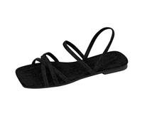 Open Toe Flat Sandals For Women,Womens Walking Sandals,Square Toe Double Thin Strap Flat Slingback Sandals,Open Toe Slip-On Casual Summer Footwear,Non Slip Soft Sole Lightweight Walking Slides