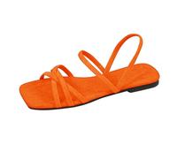 Open Toe Flat Sandals For Women,Womens Walking Sandals,Square Toe Double Thin Strap Flat Slingback Sandals,Open Toe Slip-On Casual Summer Footwear,Non Slip Soft Sole Lightweight Walking Slides