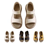 Open Toe Mule Sandals For Women Wide Fit Womens Cut Out Sandals Easy Fasten Leather Sandal Beach Walking Slippers With Doubule Straps Dual Purpose Sliders For Outdoor Slip On Round Toe Sandal