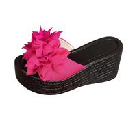 Open Toe Platform Sandals for Women Sandals Size 7 Summer Thick Bottom A Flower Slippers Hundred with Height Increase Outside Wear Beach Slippers Black Slider Women Womens (Hot Pink,42)