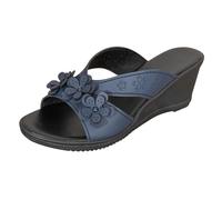 Open Toe Platform Sandals for Women Wedge Sandals Summer Europe And The States Slope with Thick Bottom Hollow Flower Slippers Foreign Trade Big Sliders Womens Size 8 Branded Slippers (Navy,41)