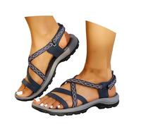 Open Toe Sandals For Casual Slip On Flat Sandals With Sporty Beach Vibe For All Day Comfort And Easy Wear (Blue 4 5)