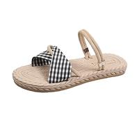 Open Toe Sandals For Women - Flat Sandals For Women Breathable Comfortable Two Way Wear Boho Sandal For Everyday Casual Wear Generous Temperamen Round Toe Ladies Flat Sandal Crochet Sandal