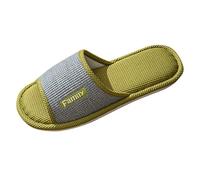 Open Toe Slippers for Men Lightweight Flat Home Casual On Slip Indoor Slides Shoes Linen Cloth Non-Slip Breathable Summer Sandals Men's Comfy Memory Foam Beach Household Slippers (Grey, 6)