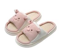 Open Toe Slippers for Men Lightweight Flat Home Casual On Slip Slides Shoes with Arc Support Linen Cloth Non-Slip Breathable Summer Cute Sandals Men's Painted Comfy Memory Foam Flat (Red, 8)