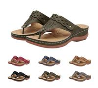 Open Toe Wedge Flip Flops For Women, Rubber Sandals For Women Buckle Comfotable Wide Fit Shoes Non Slip Waking sliders for Indoor Outdoor Summer Beach Pool Daily Walking Wear