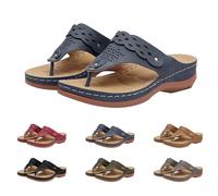 Open Toe Wedge Flip Flops For Women, Rubber Sandals For Women Buckle Comfotable Wide Fit Shoes Non Slip Waking sliders for Indoor Outdoor Summer Beach Pool Daily Walking Wear