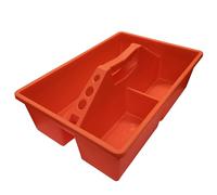 Open Toolbox Tote Tray 15 inch Tool Caddy Carrying Case with Handle and Tool Holders - Orange