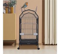Open-Top Bird Cage with Wheel, Metal Parrot Cage, for Parrot, Parakeets, Cockatiel, Pigeon and Small Mid-Sized Birds, 39.9in