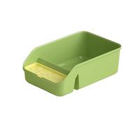 Open Top Cat Box, Low Entry Senior Kitty Tray, with High Walls and Handles, Plastic Litter Box for Kittens and Big Cats(Green,49cm)