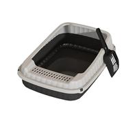 Open Top Cat Litter Box with High Sides, Pet Litter Tray Container with Scoop for Indoor Cats Kittens Rabbits Small Animals, 18.9x12.6x5.5 Inches- black