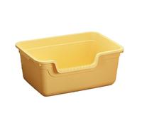 Open Top Cat Litter Tray, High Side Does Not Stick To The Surface, Easy To Clean, Semi Closed Cat Litter Box, Suitable for Both Small And Large Cats-Yellow