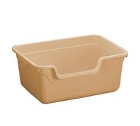 Open Top Cat Litter Tray, High Side Does Not Stick To The Surface, Easy To Clean, Semi Closed Cat Litter Box, Suitable for Both Small And Large Cats-Khaki