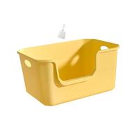 Open Top High Sided Cat Litter Box with Scoop Anti Splash Pet Litter Tray Portable Bedpan for Indoor Cats 16.54x11.42x7.09 inch- yellow