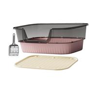 AWHAO Open Top Pet Litter Box Kitten Toilet Bedpan Portable Kitty Litter Pan Sifting Litter Tray for Small and Large Cats, pink