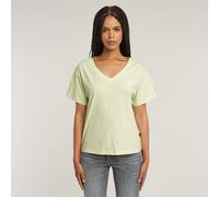 Open V-neck Relaxed T-Shirt - Green - Women XXS