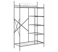 Open Wardrobe Black 104.5 x 45 x 172 cm Steel Modern Storage Space with Clothes Rail and Shelves, 5 Wire Shelves, Sturdy Metal Construction for Bedroom and Dressing Room