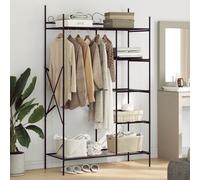 Open Wardrobe Black Steel 104.5x45x172cm Open Closet with 5 Wire Shelves Metal.