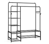 Open wardrobe clothes rack with shelves and hanging rods, 115.8W cm / Black