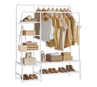 Open wardrobe clothes rack with shelves and hanging rods, 115.8W cm / White
