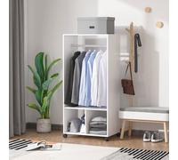 Open Wardrobe Clothes Rail Bedroom Clothes Storage w/ Hanging Rod Shelves White