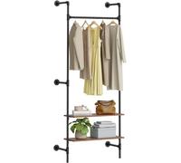 Open Wardrobe Clothes Rail Wall-Mounted Clothes Rack Coat Rack With With 1 Hanging Rail & 2 Shelves,sobuy Kls20-Sch