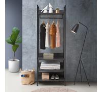 Open Wardrobe Clothes Rail with 4 Shelves Industrial Metal Frame Storage Unit