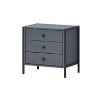 Timber Art Design Zahra Bedside Table Cabinet Bedroom Furniture Nightstand 3 Drawer Dark Grey